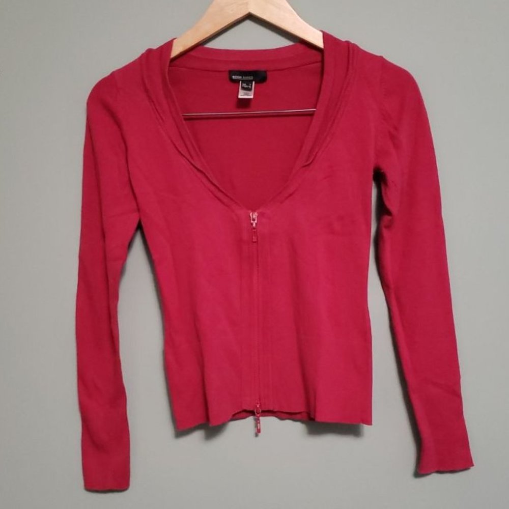 Mango Basics Pink Zip Up Cardigan